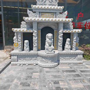 赣州芝麻白中国黑石材套墓 花岗岩墓碑