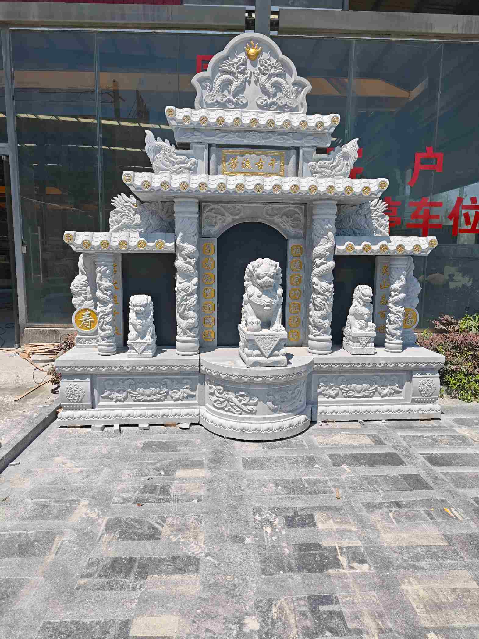 赣州芝麻白中国黑石材套墓 花岗岩墓碑